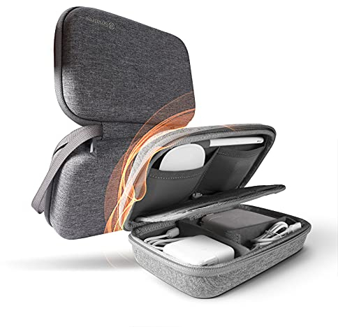 Smatree Hartschale für Apple Magic Mouse, Magsafe Ladegerät, Netzadapter, USB-Kabel, Stift, Aufbewahrungsbox für elektronisches Zubehör für MacBook, kleine Tasche – Grau