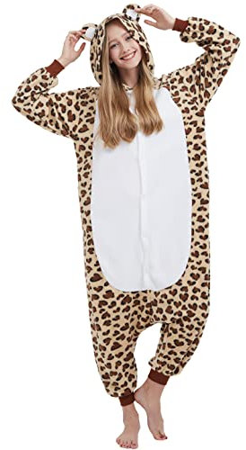 DarkCom Unisex Adulto Animale Onesie Leopardo Cosplay Onesie Halloween Carnevale Costume per Uomo Donna M