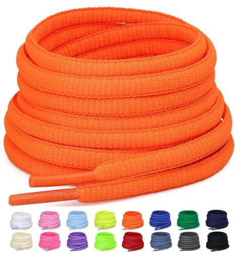 Puzeam 2 Paia Lacci Ovali per Scarpe Sportive, larghezza 6mm, Mezzi Lacci Rotondi per Sneakers, 16 Colori Stringhe per Scarpe da Corsa e Stivali - Arancione 80