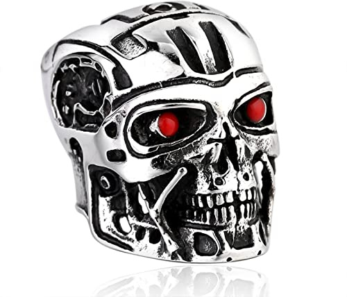 HCMA 316L Edelstahl Ring Terminator Männer Punk Ring Rock Hip-Hop Halloween Party Biker Dark Modeschmuck Geschenk