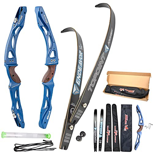 wolfman 18-44 Lbs Recurvebogen Set Erwachsene ILF Bogengriff Bogenschießen Bogen Pfeil Set Jagdbogen Recurve Bogen Rechtshändig für Outdoor Training Schießen Jagd (Blau, 70/24Lbs)