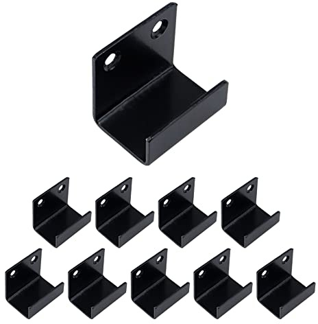 Coshar 10 Pcs Thicken Stainless Steel Tile Hanger Bracket Wall Tile Display Clip Clamp Holder Heavy Duty Flat J Hook Hanger Wall Mounted Billboard Hook Fastener - Black (Inner Width 25mm)