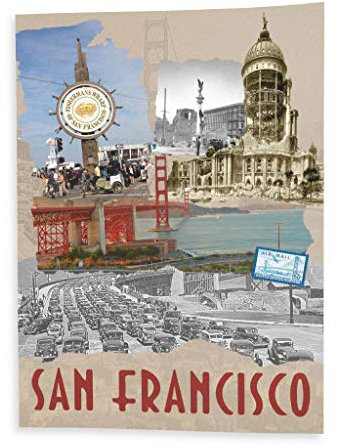 Fabulous Poster Plakat San Francisco Collage Reisen Vereinigte Staaten Postkarte