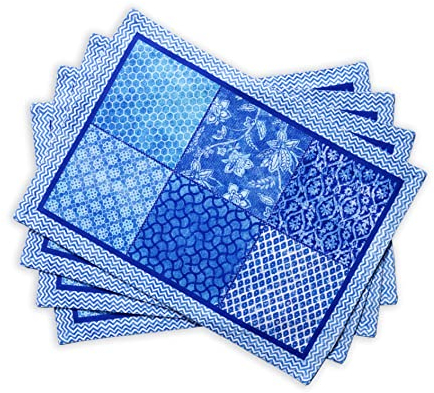 Maison d'Hermine Tischsets, 100% Baumwolle, 4er-Set, dekorative Tischsets, Ostern waschbare Tischsets für Home Buffet, Indigo Love, Frühling/Sommer (33 cm x 48 cm)