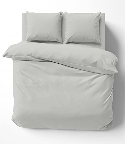 one-home Uni Bettwäsche 200x220 cm grau Bettbezug Doppelbett Einfarbig Renforce Baumwolle