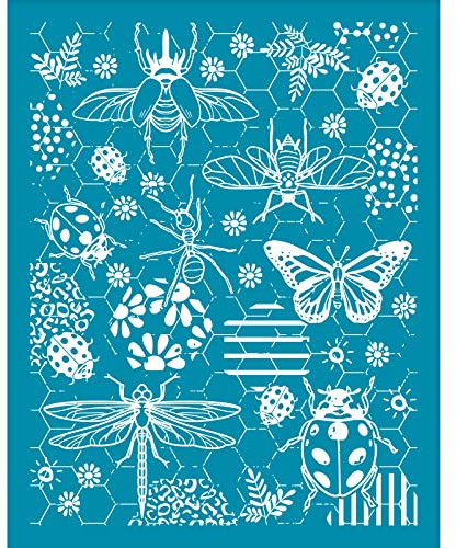 OLYCRAFT 10x12.7cm Tonschablonen Garteninsekten Nicht Klebende Siebdruckschablone Schmetterling Wiederverwendbare Tongitterschablonen Bienentransfer Schablone Für Schmuckherstellung Aus Polymerton