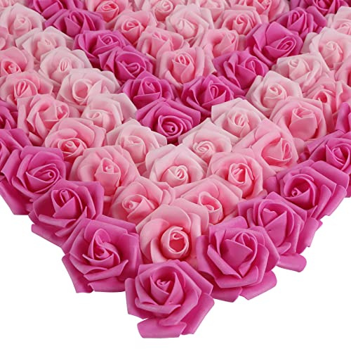 INSUNSIX Foam Roses,200Pcs Rose Flower Heads 1.97in Foam Flowers Artificial Rose Flower Heads for Crafts DIY Wedding Centerpieces Arrangements Home Decorations(Mixed Pink Colors)