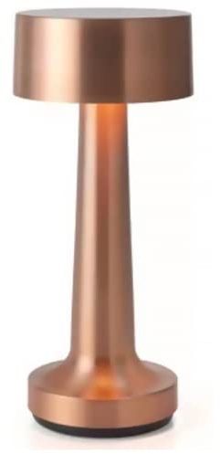 Goliving Nacht-Tischlampe kabellos - Tischleuchte mit Akku - Nachttischlampe - Touch Dimmbar in drei Stufen - Table Lamp über USB-C aufladbar - Roségold