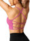 ZAAYO Damen Gym BH Gepolstert Crossback Fitness Sport Bra Abnehmbarer Brustpolster Yoga Tops Gestrickte Nahtlose Sportbekleidung Rosa Large