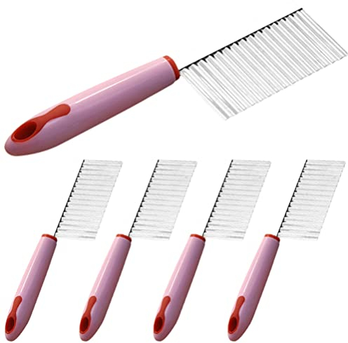 Happyyami 5 Pièces De Pommes De Terre Coupe Froissée Couteau En Acier Inoxydable Ondulés Trancheuse Couteau De Pomme De Terre Froissée Fruits Ondulés Chopper Couteau Froissé De