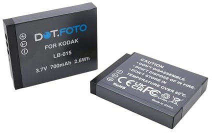 2 x Dot.Foto LB-015 Premium 3.7v / 700mAh Rechargeable Battery for Kodak PixPro WPZ2
