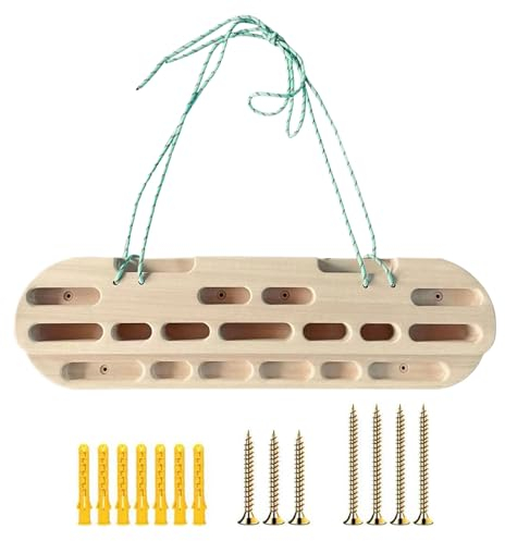 Vansza Hölzernes Kletter-Hangboard, tragbares Hängebrett, Holzgriffbrett für Klettertraining, Aufbau von Kernstärke, Hängeübungen