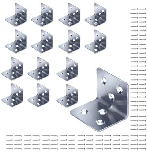 15 Stücke Winkelverbinder Edelstahl, Eckwinkel Edelstahl 38 x 30 x 30 mm mit 90 Stück Schrauben,Winkel Metall 90 Grad zum Befestigen und Reparieren von Möbeln, Verstärkungsfuge, Silber