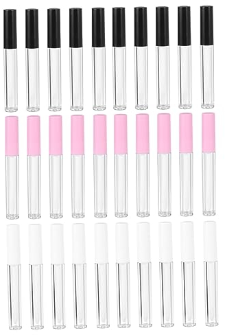 FRCOLOR Pack of 30 Lip Gloss Tube Cosmetic Container Bottle Lip Gloss Refillable Lip Bottles Liquid Lipstick Travel Container for Liquids Lip Colour Bottles, Assorted colours, 10.5x1.3cm