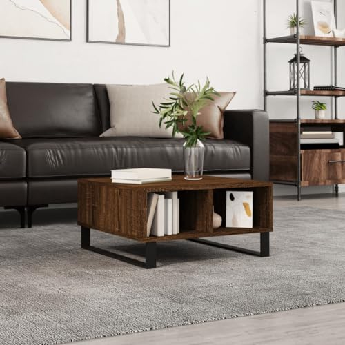 AUVYI Couchtisch Braun Eichen-Optik 60x60x30 cm Holzwerkstoff&Eisen Beistelltisch Rechteckig Wohnzimmertisch Kaffeetisch Möbel Holz Cautschtisch Coffe Table Wohntisch Sidebord Center Table