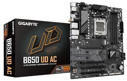 GIGABYTE B650 UD AC (rev. 1.0) AM5 LGA 1718 AMD B650 ATX Motherboard with 5-Year Warranty, DDR5, PCIe 4.0 M.2, PCIe 4.0, USB 3.2 Gen2x2 Type-C, GbE LAN