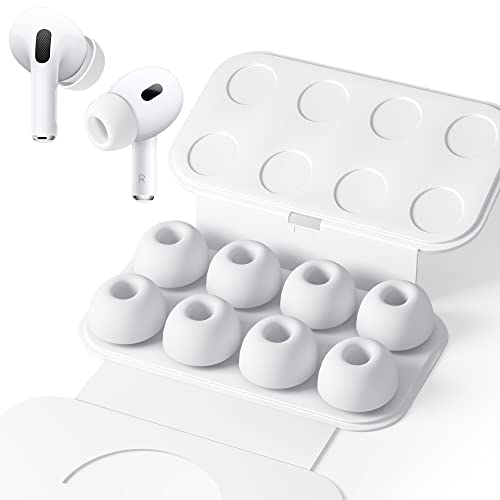 Seltureone 4 Paar Silikontips für Airpods Pro 2/Airpods Pro mit Loch zur Geräuschreduzierung, Anti Rutsch Soft Silikon Airpods pro Ersatz-Ohreinsätz - Groß