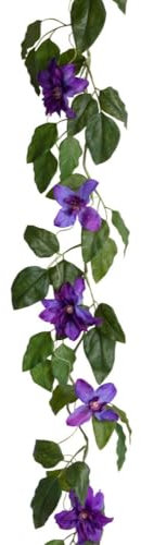 künstliche Blütengirlande/Frühlingsgirlande mit Clematis Farbe: lila
