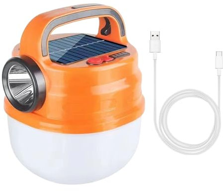 Wizoowip Lampe torche de Camping lumineuse, Portable, pour tente, extérieur, avec poignée, Super Lumens, plusieurs Modes d'éclairage, étanche, énergie solaire Orange L