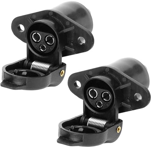 ETUKER 2X Prise Remorque 3 Broches 12V 24V Prise Attelage Tracteur Fiche 3 plots Femelle pour Agricole Véhicule