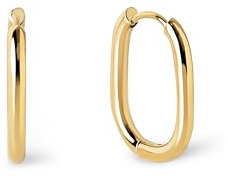 SINGULARU - Pendientes Aro Bossa. Acero con Acabado en Baño de Oro de 18kt. Cierre Congo/Click. Joyas para Mujer