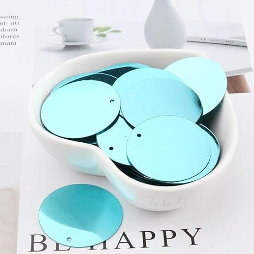 6 mm, 8 mm, 10 mm, 20 mm, 30 mm, flache, runde, lose Pailletten, Hellblau, 12 mm, 10 g, 200 Stück