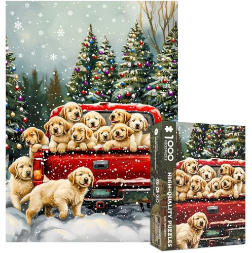 Christmas Jigsaw Puzzles 1000 Piece-Golden Retriever's Christmas puzzle adults 1000 piece puzzle Christmas jigsaw puzzles 1000 Piece for Adults senior