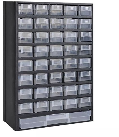 Homgoday Armoire à Outils avec 41 Tiroirs Plastique, Boîtes de Rangement Casiers à Tiroirs pour Garage, Atelier, Rangement Visserie Atelier