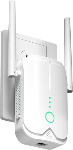WiFi Extender Booster, WiFi Repeater WLAN Verstärker WiFi Extender bis zu 5000sq.ft Mit Repeater/AP Modus, Long Range Amplifier mit Ethernet Port zu Allen WLAN Geräten, 1-Key Setup, Access Point