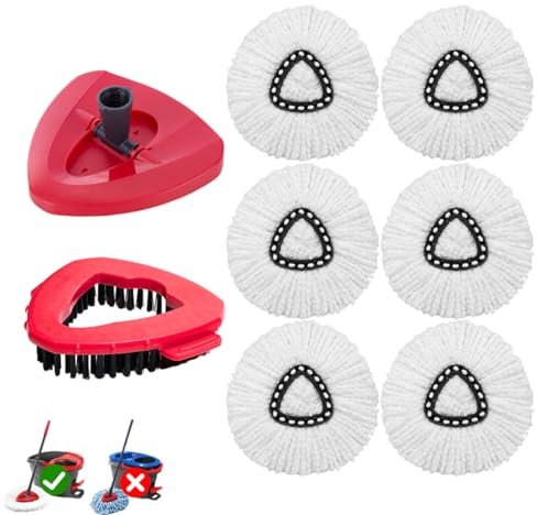 Confezione da 8 testine di ricambio riutilizzabili per mocio Vileda 2 in 1 Turbo Triangle Spin, ricariche in microfibra per sistema O Cedar Easywring 1-Tank