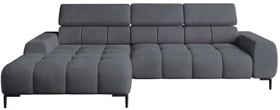 DomoHome Ecksofa Plaza-MINI Stoff SOLAR Eckcouch Inkl. Mit Bequemer, Flauschiger Rückenlehne/Longchair Links/Industrial Style/L-Form Links 270x99x177 cm (BxHxT) L-GRAU