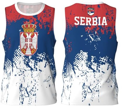 Serbien Flagge Grain Basketball Trikot Shirt Team Up Sport 3D Full Print Design Trikots, Schwarz , XXL