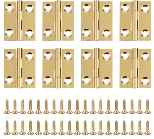 8 Stück Mini Scharniere, Mini Miniatur Scharniere, 1 Zoll Massivem Messing Scharniere, Kupfer Faltstoß Scharniere Scharniere Klein Schrankscharnier, Klappbar Klein Modellbau Scharniere