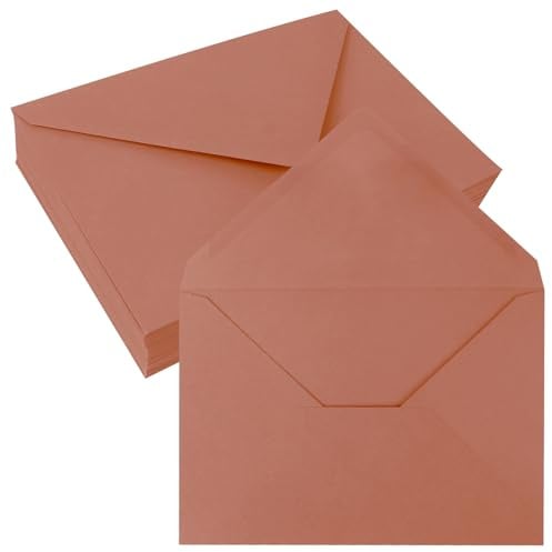 JAGERGREEN 50 Stück Umschläge C6 Orange, 108x159 mm 150 g/m² Umschläge A6 Selbstklebend mit Nassklebung, Briefumschlag ohne Fenster, Kuvert für Grußkarten, Geburtstagskarten, Einladungen, Hochzeit