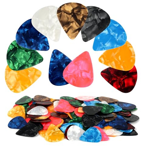 120 Pcs Celluloid Guitar Picks for Acoustic Electric Bass Guitars- 3 Sizes