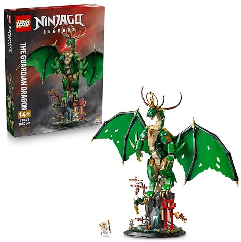 LEGO NINJAGO Wächterdrache Bauset - Mit Drachenfigur, Meister Wu Minifigur & Ständer – Bauspielset für Jungen ab 14 Jahren & Teenager 71847