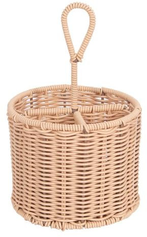 YöL Table Cutlery Rattan Wicker Basket Table Carry Handle Knife Fork Spoon Napkin Summer Outdoor Dining