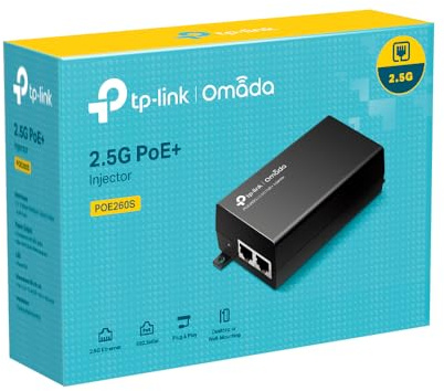 TP-Link Omada 2.5G PoE+ Injector, 2.5 Gbps Ports, 30W Power Output, Wall-Mounting Design