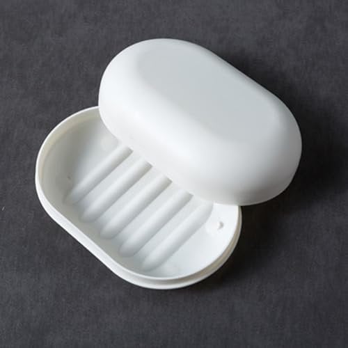 Portable Soap Dish Shower Soap Box Travel Soap Case with Lid,Soap Holder Container with Cover Soap Dishes for Shower Bathroom Hiking School Gym Traveling (White)