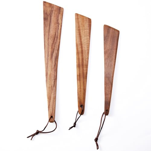 Early & Wood Spatula Set – Flat Spatula, Thin Spatula | Premium Teak Wood Kitchen Tools for Stirring, Mixing, and Flipping | Durable and Long-Lasting, Ideal for Nonstick Cookware