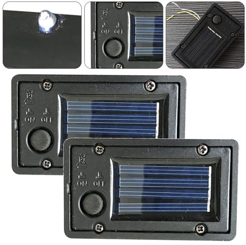 2 Stück Solarlicht-Ersatz-Top, Solar-Batterie-Aufbewahrungsboxen für DIY-Lichtabdeckung, Ersatz 40 x 70 mm, rechteckig, wasserdichte Batteriebox mit Lichtsensor, für Garten/Rasen/quadratische Box