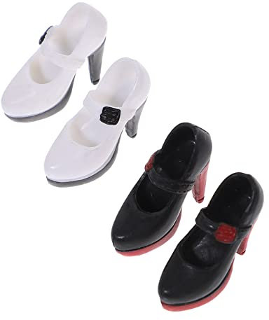 PERSELOSO 2pairs Miniature High Heel Doll Shoes of Chic Accessories for Dolls and White Designs for Creative Play and Diy Projects
