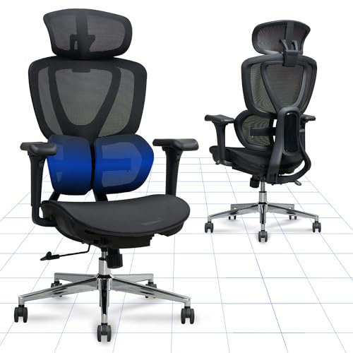 FLEXISPOT Ergonomischer Bürostuhl, Arbeitsstuhl mit Dual-Wing Lendenstütze, 3D-Kopfstütze, 3D-Armlehnen & Verstellbarer Sitztiefe, 3-Stufen Neigung & höhenverstellbare Rückenlehne (Schwarz)