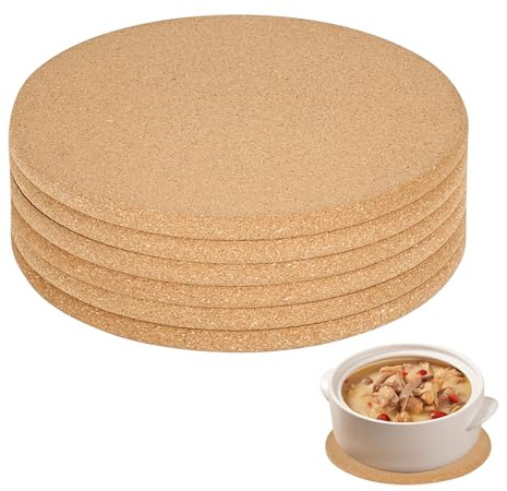 elthmpr Topfuntersetzer Kork Rund – 6er Set Hitzebeständige Korkuntersetzer Ø19 cm, Vielseitige Untersetzer Topf für Küche, Tischschutz & DIY, Robuste Kork Untersetzer als Deko
