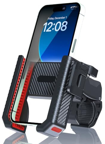 Handyhalterung Fahrrad, Handy Halterung Fahrradlenker 360° Drehbar Universal Handyhalter Fahrrad für E Scooter, Motorrad für iPhone 16 15 14 Pro Max Plus, Alle 4,7-7 Smartphone (schwarz-rot)