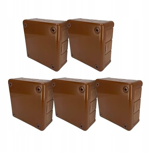 EDO Set 5x Aufputz-Abzweigdose IP55 Wasserfest 118x118x46 mm Braun, 12-Einführungen, Halogenfrei – Verteilerdose/Anschlussdose mit Gummitüllen und Schraubverschluss für Innen- und Außenbereich