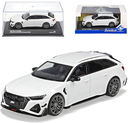 alles-meine.de GmbH A*U*D*I A6 RS6 ABT 6-R C8 Avant Kombi Ibis Weiss Modell Ab 2018 1/43 Solido Modell Auto mit individiuellem Wunschkennzeichen