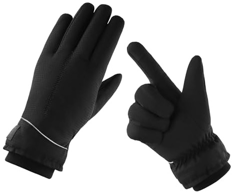 Feelorna Guantes de invierno para mujer, guantes impermeables para pantalla táctil, guantes cálidos de esquí con puños elásticos, guantes térmicos a prueba de viento, guantes de ciclismo para trabajar