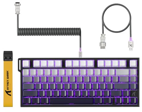 ATTACK SHARK R82 HE Wired 75% Magnetic Gaming Keyboard with C01 ULTRA Cable | Rapid Trigger, 8000Hz Polling Rate, 0.005mm RT Tech, RGB Backlit, Top-5 Sound-Dampening Layers