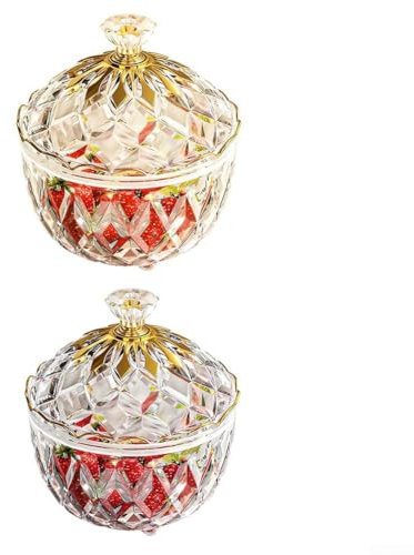 Plat de rangement en verre avec couvercle pour bonbons, biscuits et essentiels quotidiens sur bureau, table, coiffeuse ou décoration d'entrée (jaune, S + L)